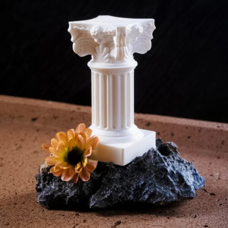 Roman Pillar Greek Column Statue Pedestal Candlestick Stand Figurine Sculpture Indoor Home Dinning Room Garden Scenery Decor Qme
