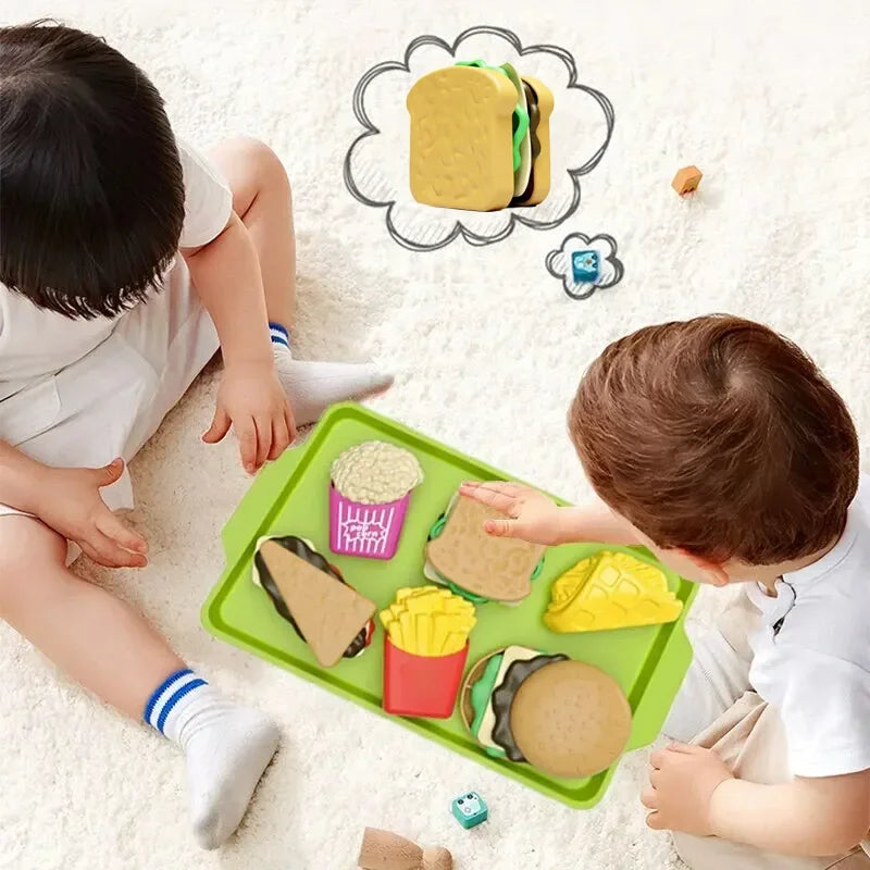 Kids Mini Kitchen Toy Detachable Snack Hamburger Cookie Miniature Accessories Plastic Pretend Toy Play House Food Sets Gift Boys Qme