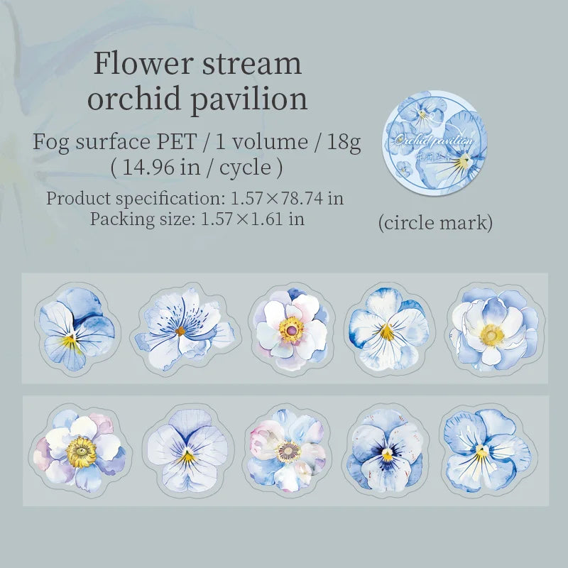50mm*2m Flowers Plants PET Tapes Junk Journal Adhesiva Scrapbooking Sticker Planner Diary Collage Decoration Stationery Tape Qme C