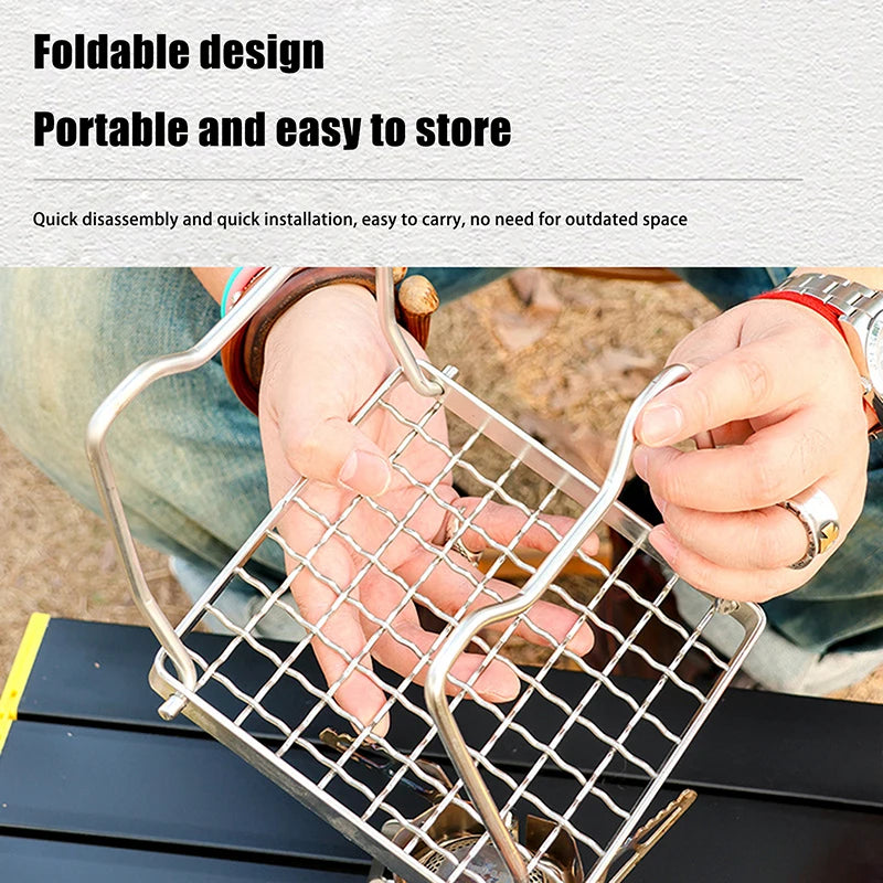Outdoor Stainless Steel Camping Grill Portable Foldable Mini Rack Qme