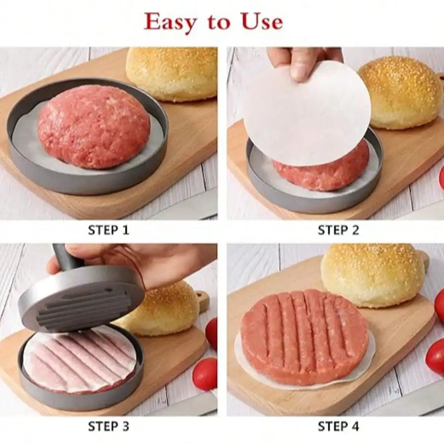 Hamburger Meat Press Aluminum Wooden Handle Manual Burger Maker Qme