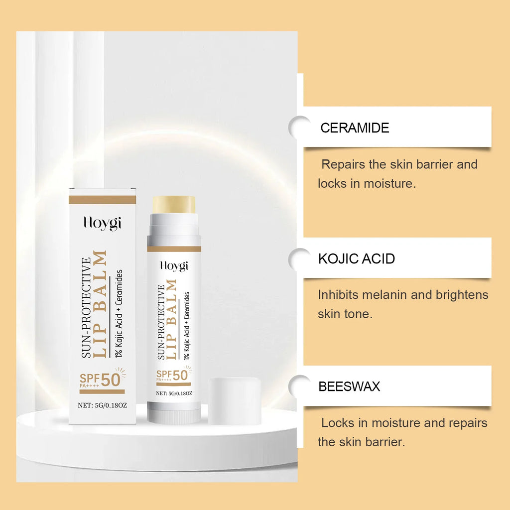 Sun Protective Lip Balm SPF50+ Nourishing Beetroot Brightening Ceramide Kojic Acid Moisturizing Fade Lip Lines Lipstick For Lips Qme