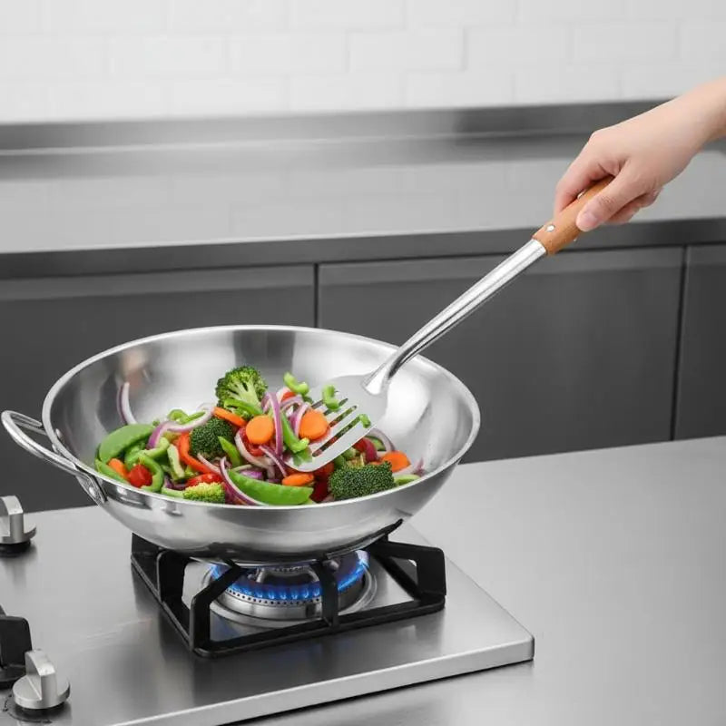 Durable Stainless Steel Wok Spatula Long Handle Kitchen Gadgets Qme