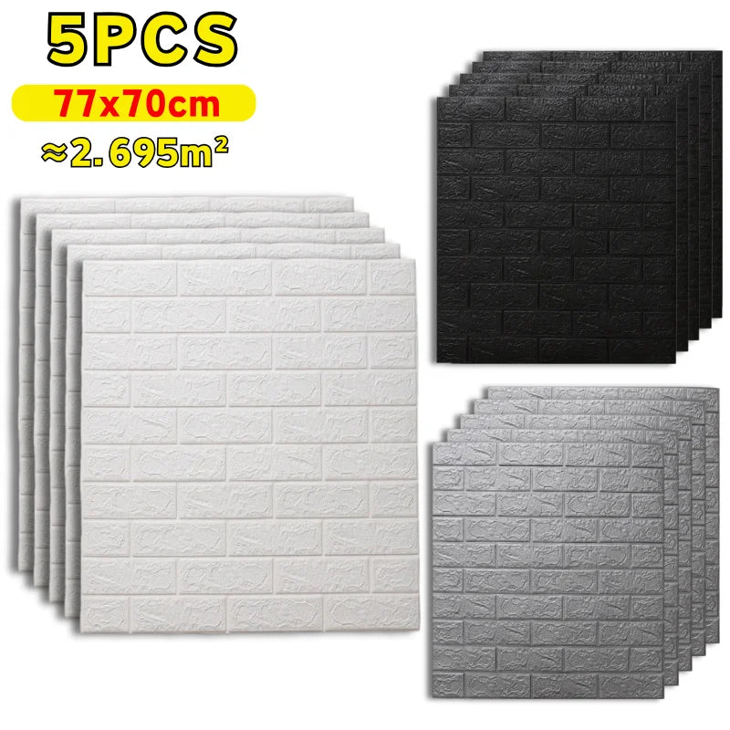 Waterproof Stain Resistant 3D Brick Wallpaper 77cmx70cm Wall Sticker Qme