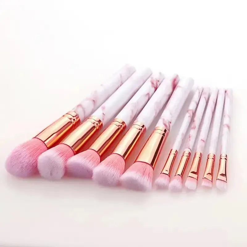 Marble Makeup Brushes Premium Synthetic Kabuki Foundation Blending Qme