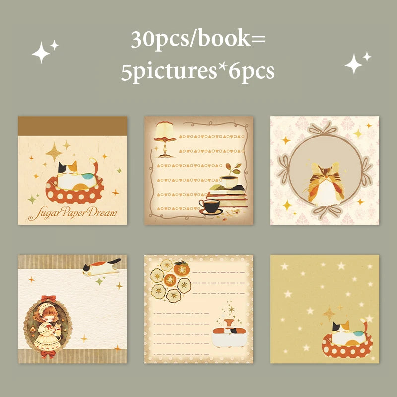 Vintage Fairy Tale Notepad, Large Capacity with Assorted Patterns, Cute Cartoon Journal Base Paper for Notes and Daily Messages Qme E
