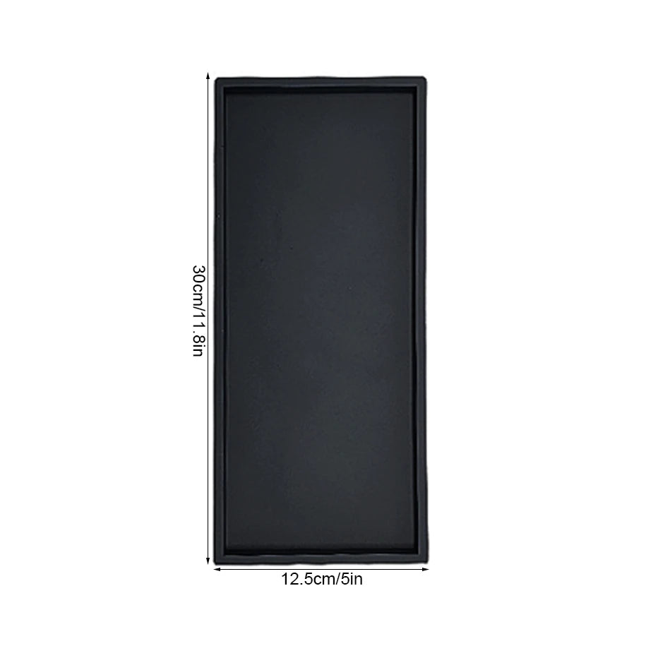 Silicone Soap Dispenser Tray Bathroom Vanity Storage Tray for Dish Soap Sponge Perfume Candle Countertop Storage Tray 2 Sizes Qme L-BLACK