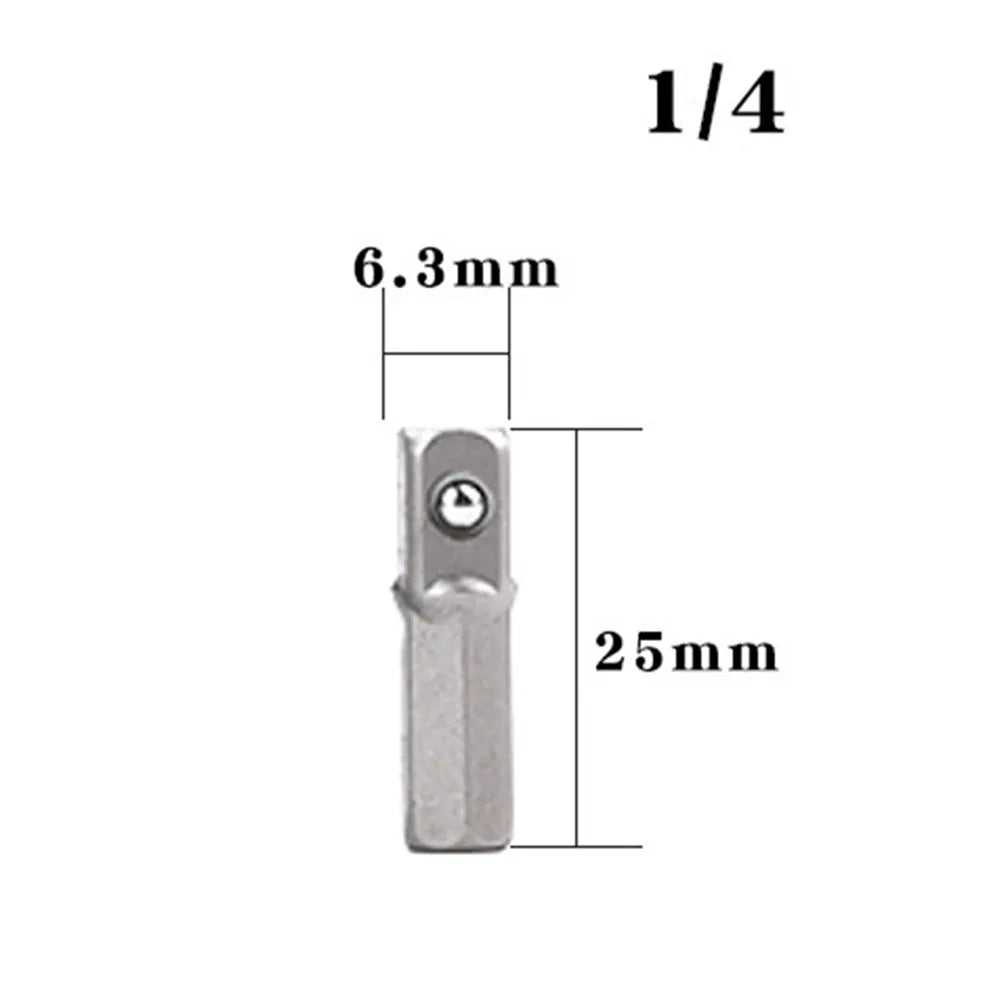 1/4pcs Socket Adapter Power Drill Square Head For Screwdriver Head Drill Bit Shank Extension Nut Driver Sockets Power Tools Part Qme 25mm
