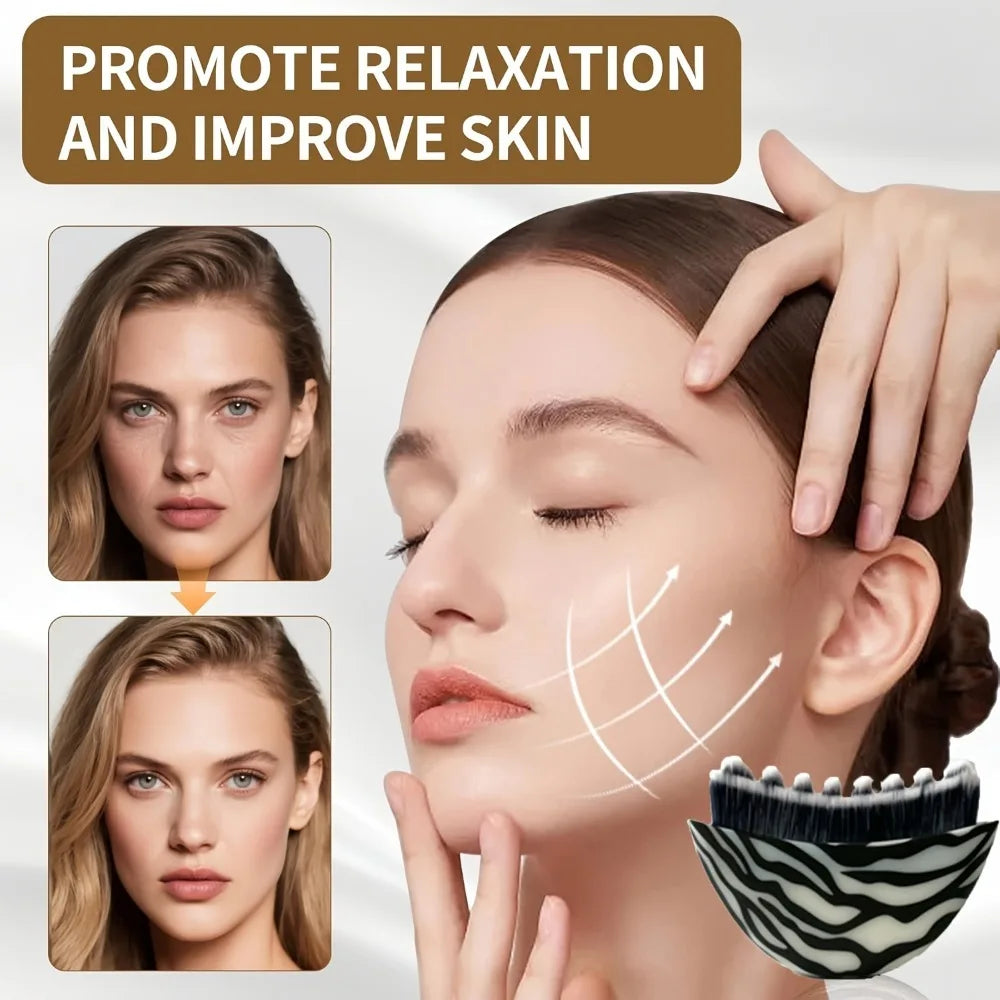 Zebra Print Lymphatic Drainage Face Brush Lid Contouring Lifting Qme