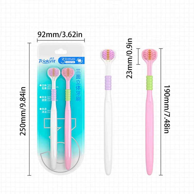 Comfortable Household 3-Sided Toothbrush Soft Bristles Easy Use Deep Qme