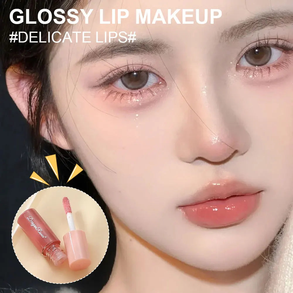 10-Color Cute Cartoon Mini Mirror Lip Gloss Moisturizing Long-lasting Qme