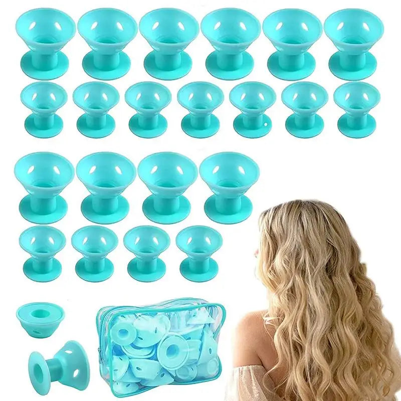 Silicone Hair Curling Rollers DIY Mushroom Bell Shapes Spiral Design Qme