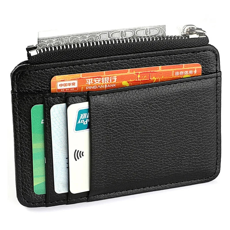 Hot-selling Lychee Pattern Zipper Card Bag Multifunctional Thin Small Qme