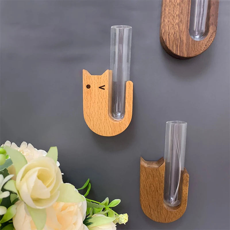 Pets Souvenir Home Decor Cat Whisker Vase Pet Fridge Magnet Wooden Qme