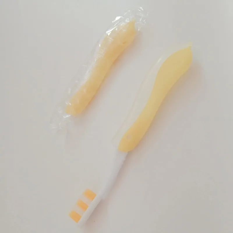 Hygiene Oral Portable Disposable Foldable Travel Camping Toothbrush Hiking Tooth Brush Tooth Cleaning Tools Qme 2pcs-yellow
