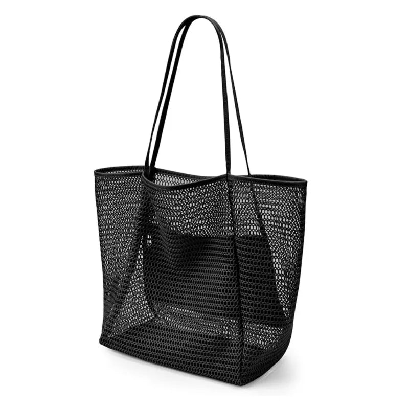 Expandable Mesh Beach Bag Women Foldable Crossbody Tote Spacious Qme