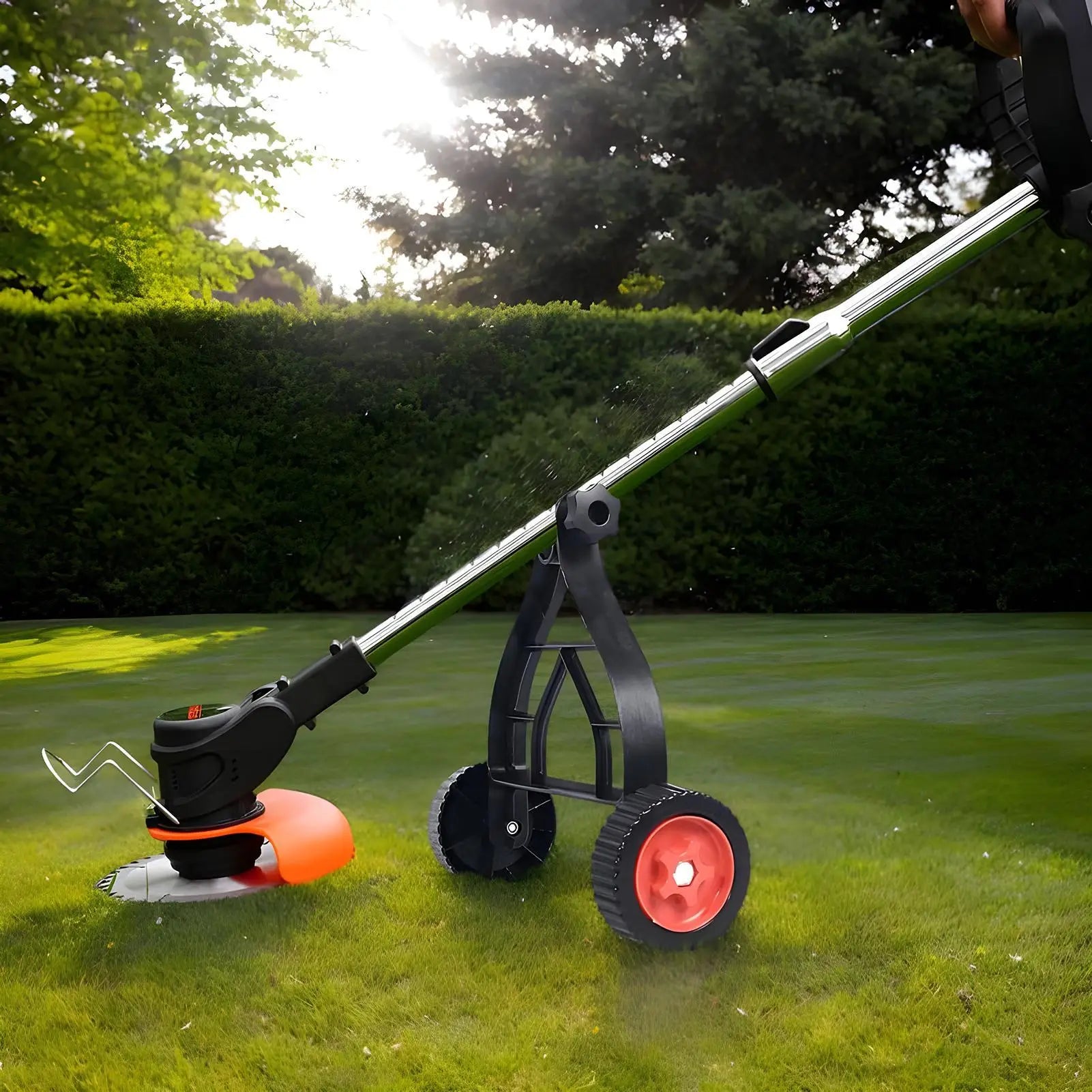 Adjustable String Trimmer Support Wheels Push Lawn Mower Stand Qme