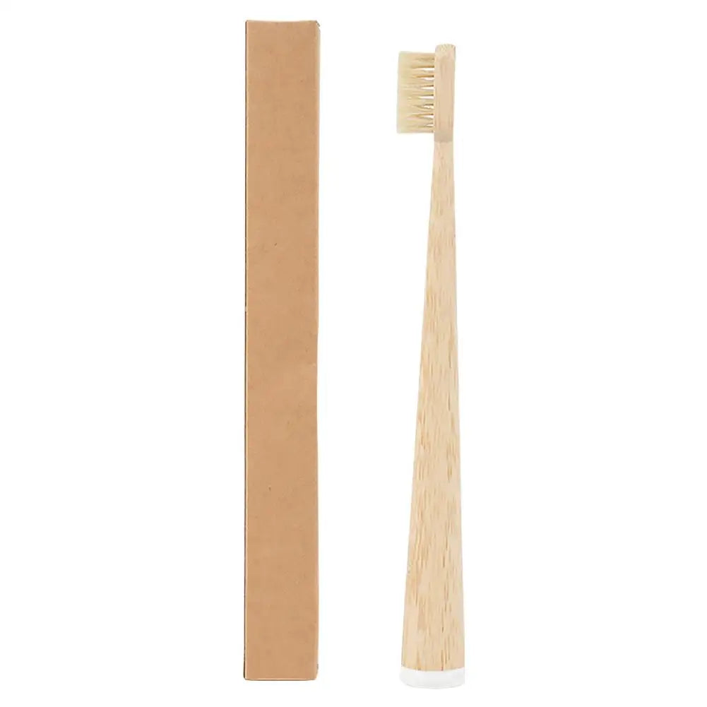 Natural Bamboo Toothbrush Adults Boar Bristles Plastic Nylon Manual Qme C