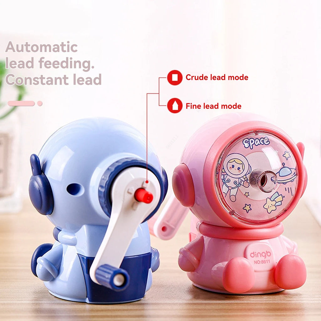 1pc Astronaut Cartoon Pencil Sharpener Students Pencil SharpenerHand Crank Manual Sharpener Cartoon Pencil Cutter For School Qme