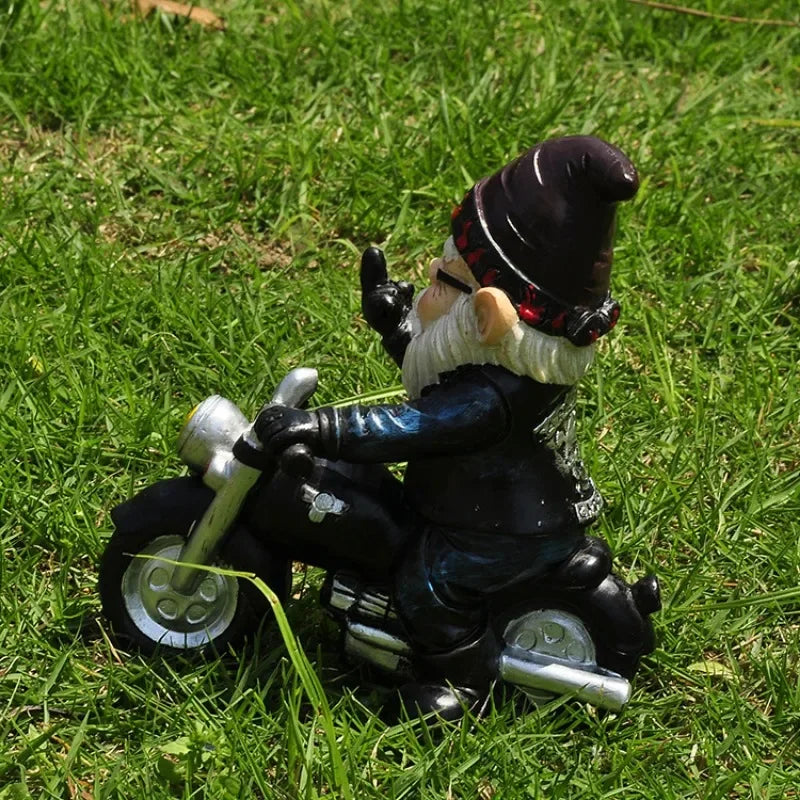 Gnome Dwarf Resin Home Garden Decoration Crafts Ornaments Biker Old Qme