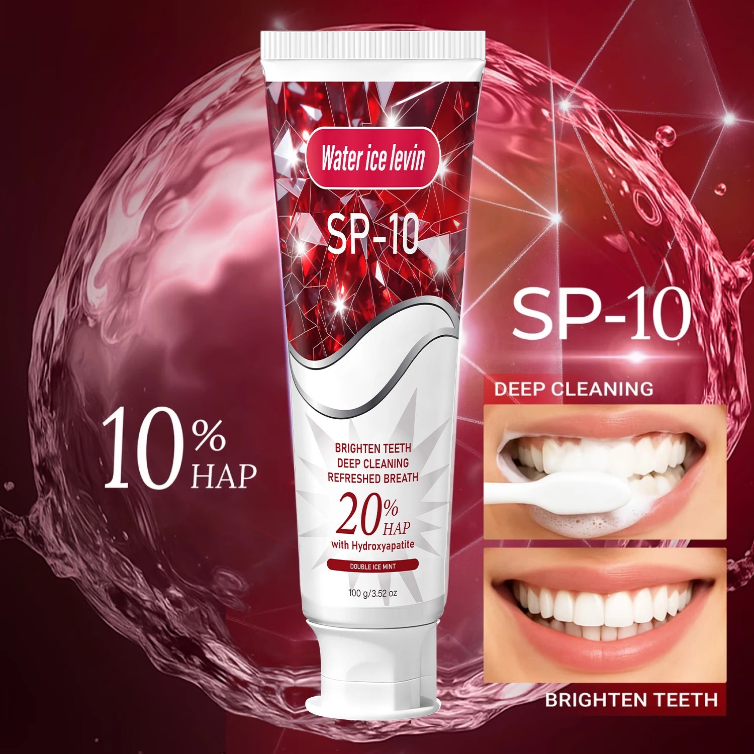 20% HAP Hydroxyapatite Toothpaste - SP-10 Deep Clean & Teeth Whitener, Refreshing Mint Breath Freshener for Daily Use Qme