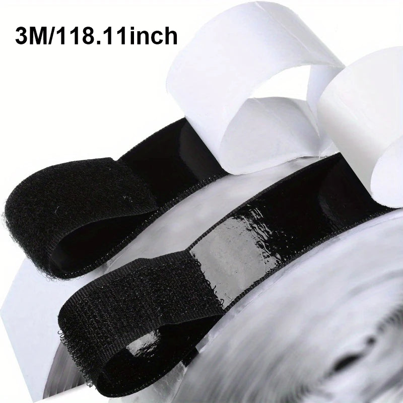 20mm Strong Self Adhesive Hook and Loop Fastener Tape Magic Strip Sticker Industrial Strength Sticky Strap DIY Craft Accessories Qme Black 20mmx3M