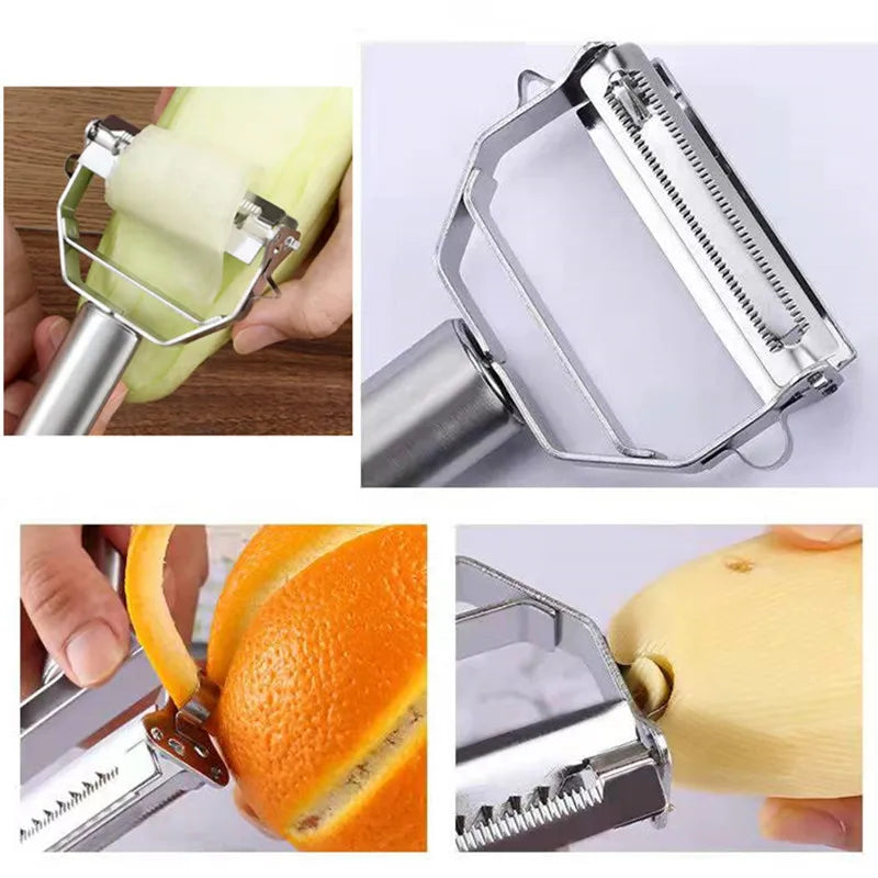 Kitchen Vegetable Peeler Stainless Steel Melon Planer Double-Head Peeler Household Multiple-Function Fruit And Vegetable Peeler Qme