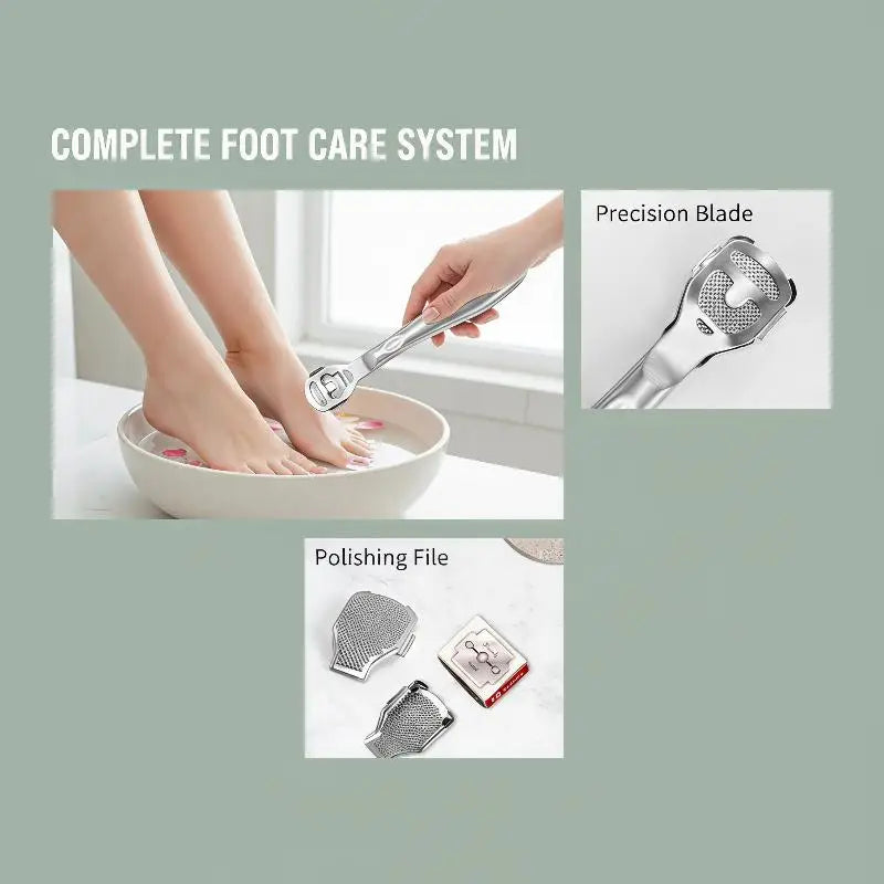 Stainless Steel Foot Callus Shaver 10 Blades Extra File Head Qme