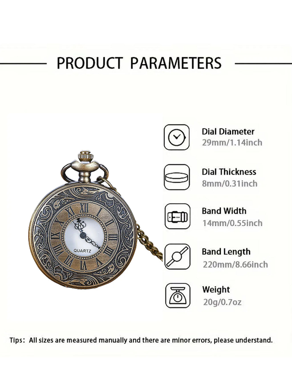 Personalized retro style pocket watch, fashionable, exquisite, versatile, creative hanging watch gift Qme