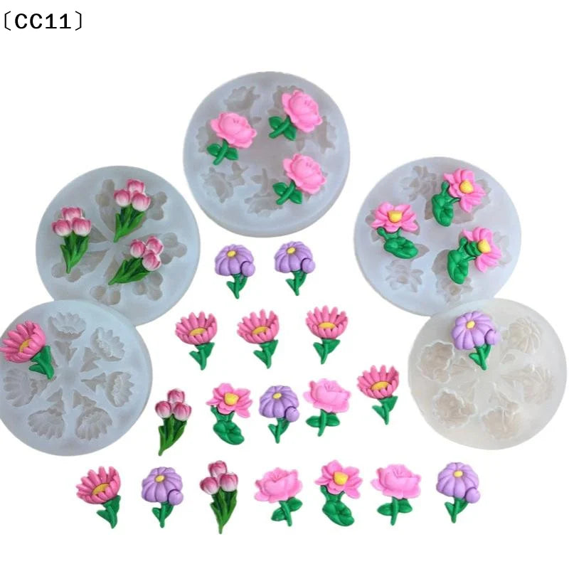 Flower Tulip Silicone Sugarcraft Mold Resin Tools Chocolate Cupcake Qme