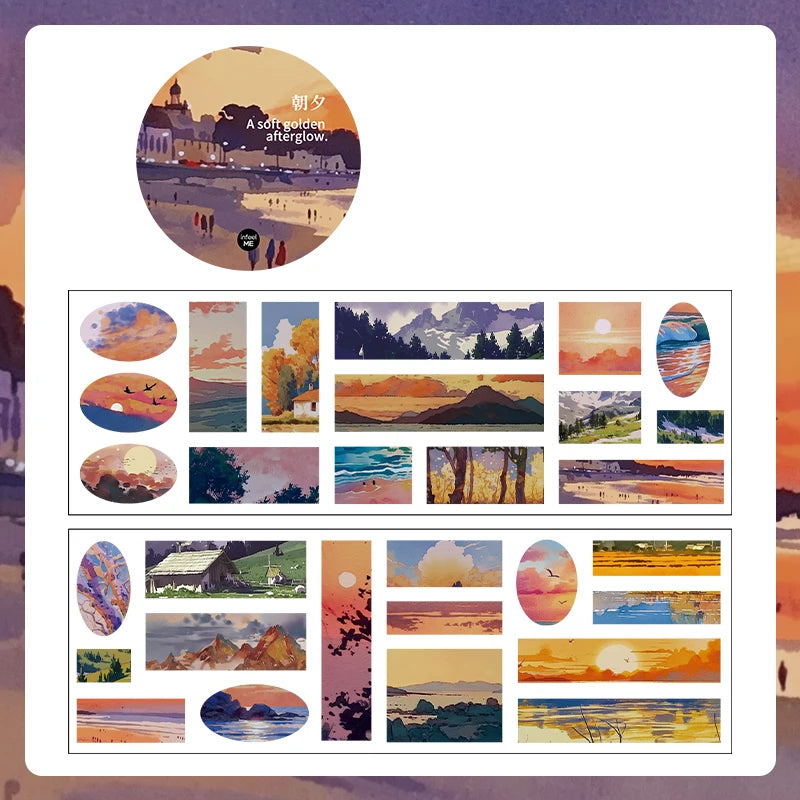 6*200cm Landscaping Washi Tape Meeting Mountains and Seas Creative DIY Journal Scrapbooking Masking Tapes Aesthetic Stationery Qme A1