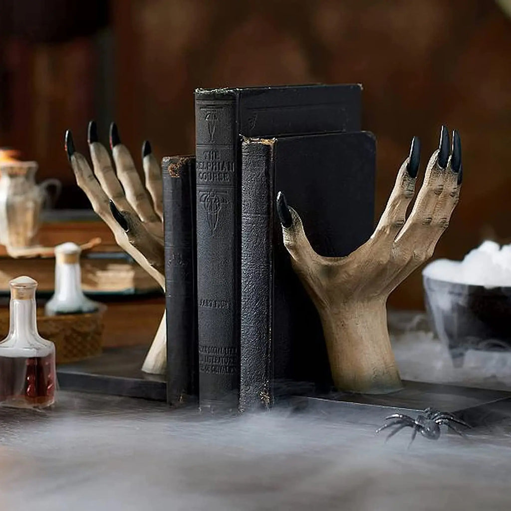 Halloween Bookends Decor Gothic Home Decor Bookends Shelves Unique Scary Monster Hand Book Ends Spooky Halloween Room Decor Qme