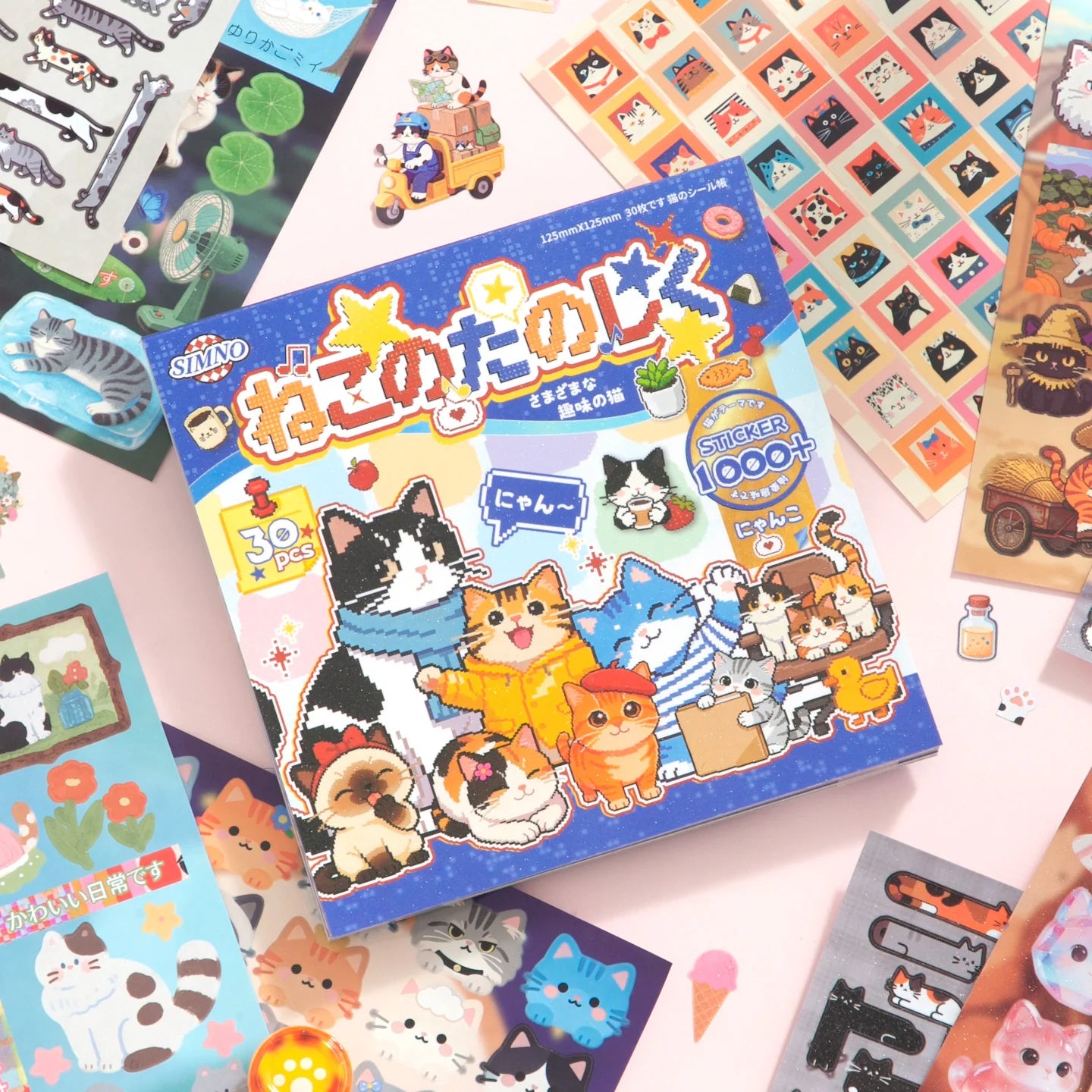 TIANZI Cute Cat Theme Kawaii Stationery Die Cut Sticker Book 30/60 Sheets DIY Handmade Scrapbooking Decoration Supplies Qme