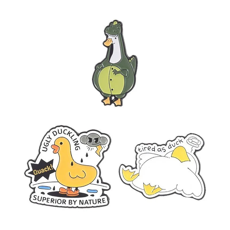 Cartoon Cute Funny Duck Metal Enamel Badge Lovely Little Animal Lapel Pin Brooch Decor for Jeans Coat Hat Bag Collectible Gift Qme style4-group