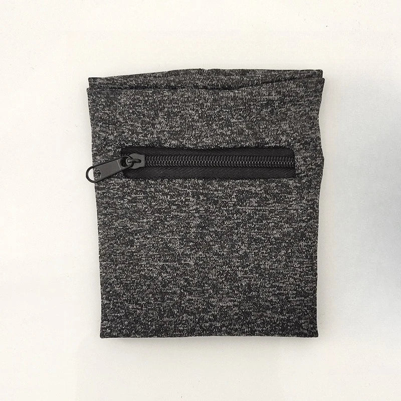 Zipper Pocket Wristband Sweatband Running Key Card Cash Storage Wrist Pouch Elastic Sports Arm Wallet Bracelet Qme 1pc