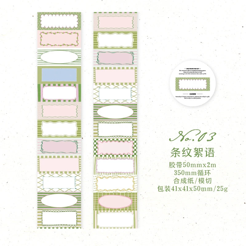 50mm*2m Cartoon Die-Cutting Tape Filmstrip Masking Tapes for Scrapbooking Stickers Journaling Creative Stationery Supplies Qme C 50mm X 2m
