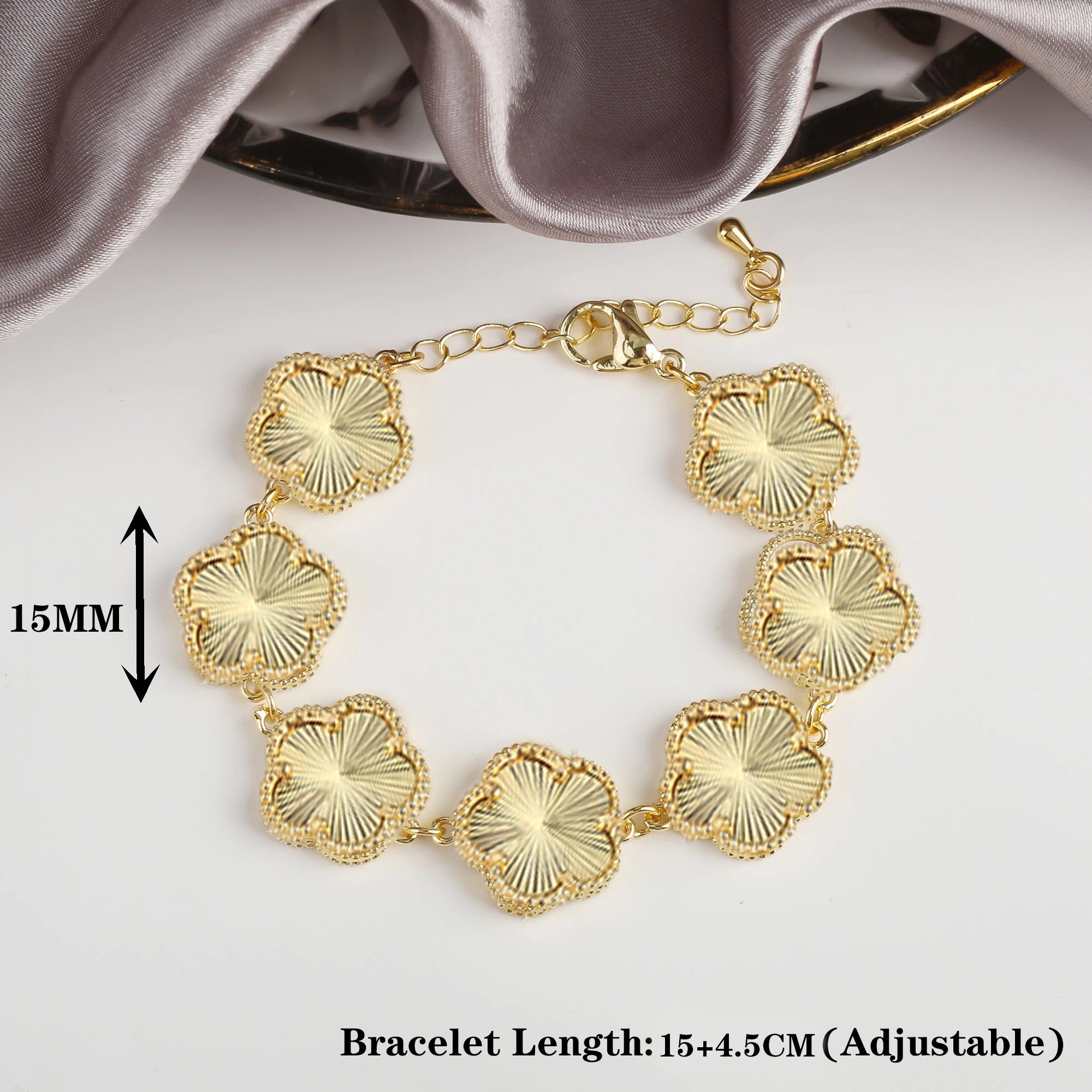 10 Color Classic Natural Stone Five Leaf Flower Bracelet For Women Party Wedding Daily Wear Brand Jewelryl Gift Free Shipping Qme Gold Gold