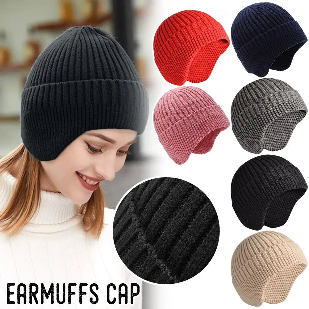 Hot Sale Ear Protection Winter Hats Stylish Soft Beanie Hat For Men Women Classic Knit Earflap Hat Warm Cap With Ears Qme