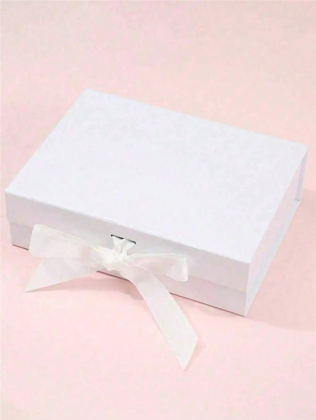 Foldable Magnetic Closure Solid Ribbon Box Wedding Party Suitable Qme white L Other