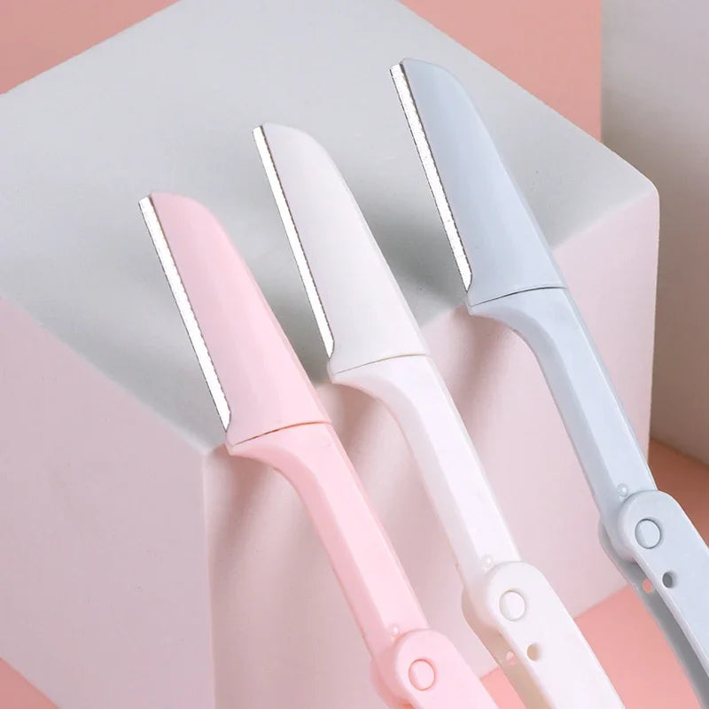 Fold Eyebrow Trimmer Scissors Hair Remover Comb Razor Clip Makeup Qme