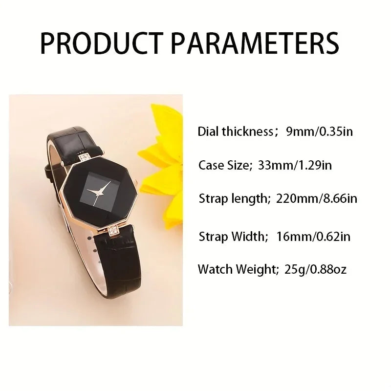 New Light Luxury Women's Watch Diamond Cutting Surface Water Diamond Watch Versatile Belt Quartz Watch Qme