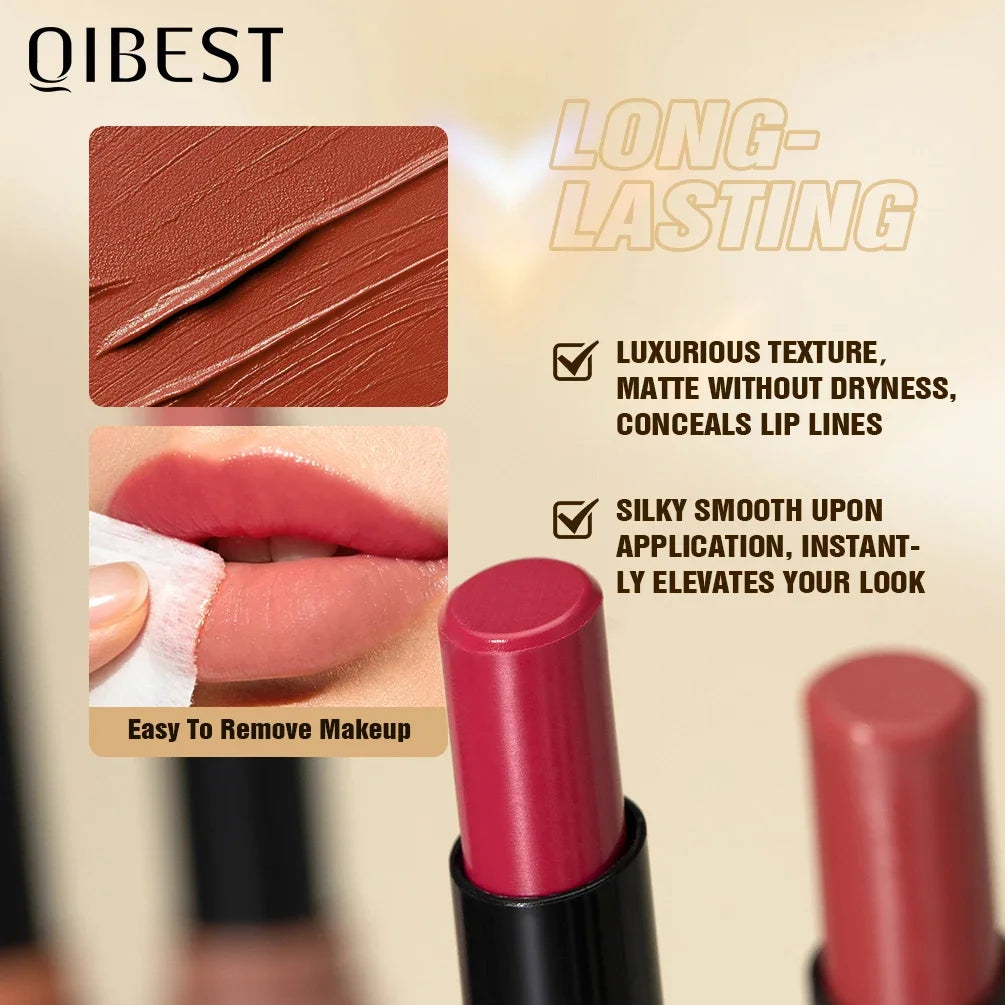 QIBEST Velet Matte Sculpting Lipstick Makeup Sets Long Lasting Moisturizing Lipstick Pen Nourishing Lip Stain Hydrating Lip Tint Qme