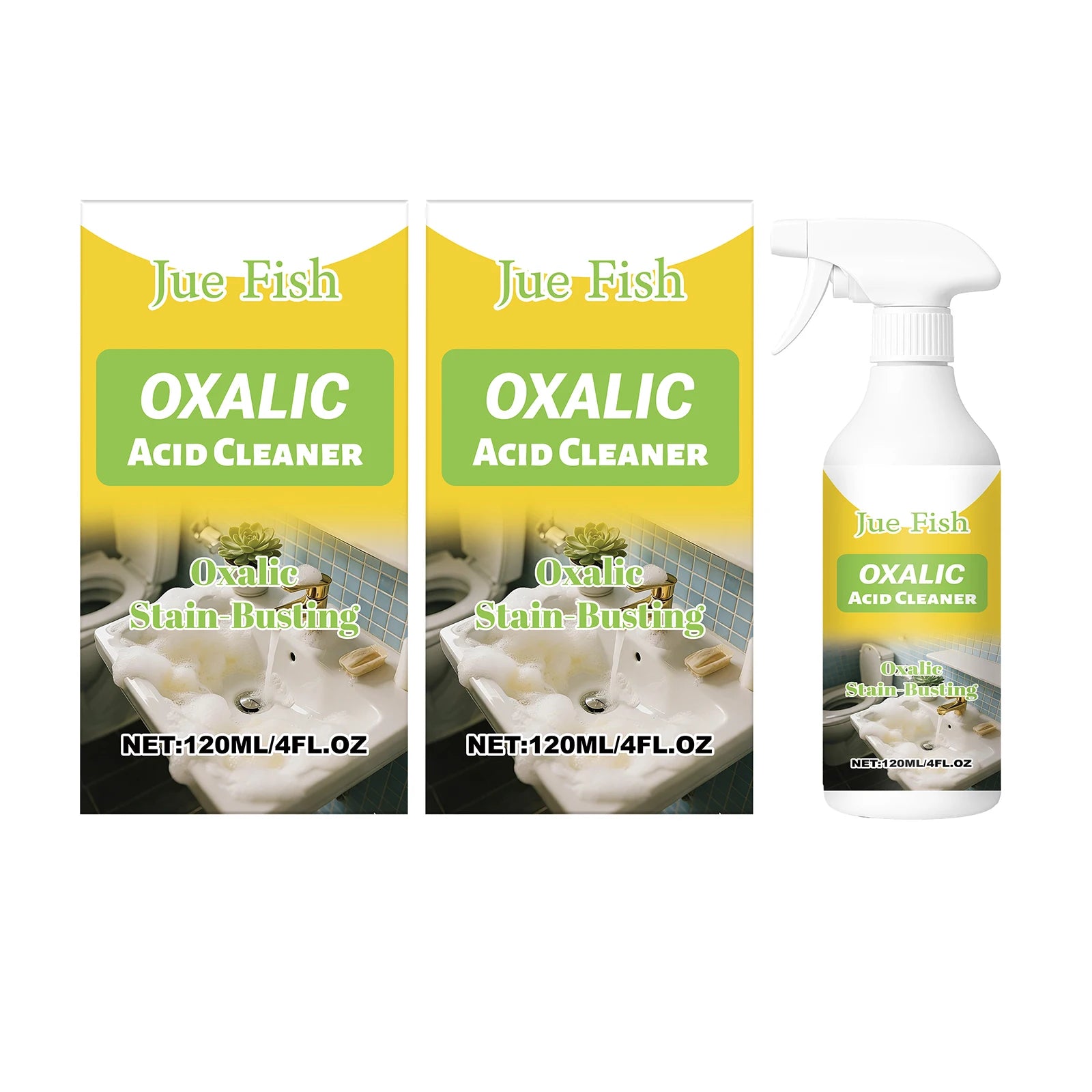Oxalic Acid Cleaner Remove Urine Stains & Yellowing Eliminate Odors Eco-Friendly Multi-purpose Cleaning Spray Rust Stain Remover Qme 2 x 120ml Boxed