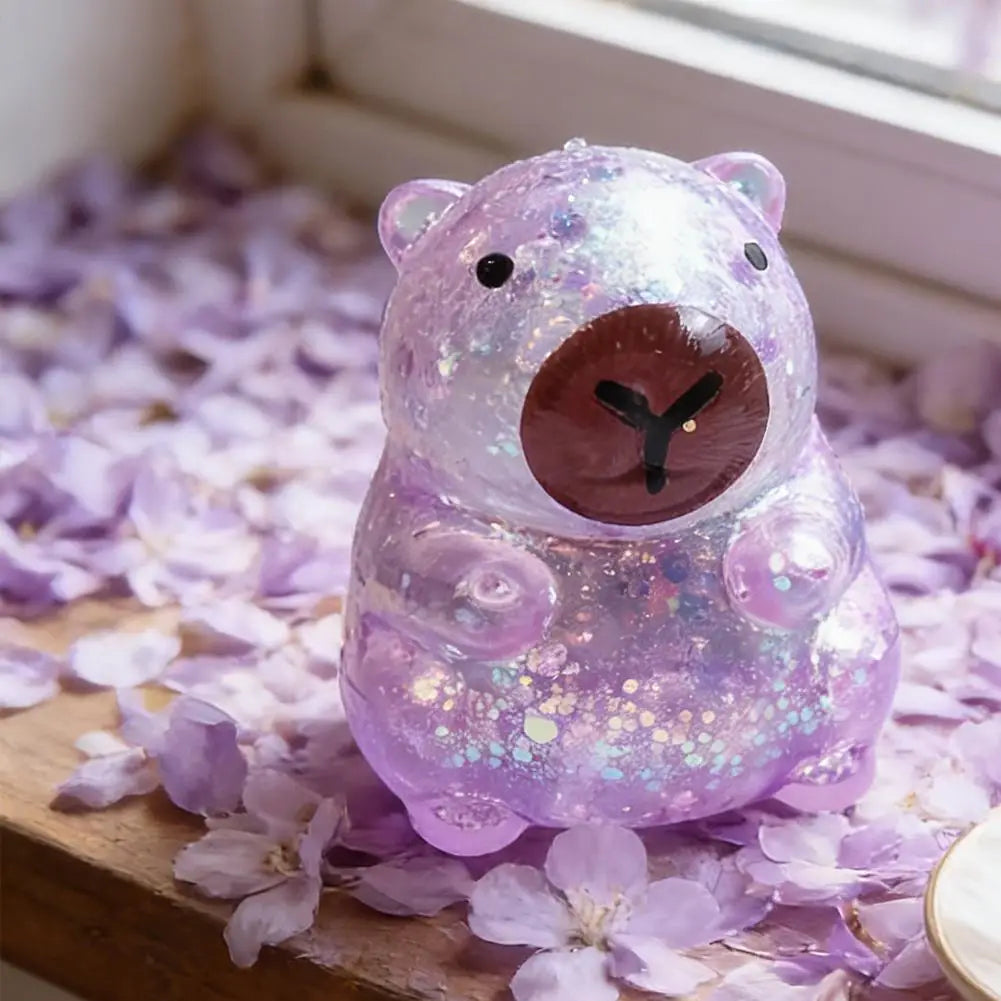 Glitter Capybara Bear Squishy Fidget Toy Colorful Sensory Stress Qme