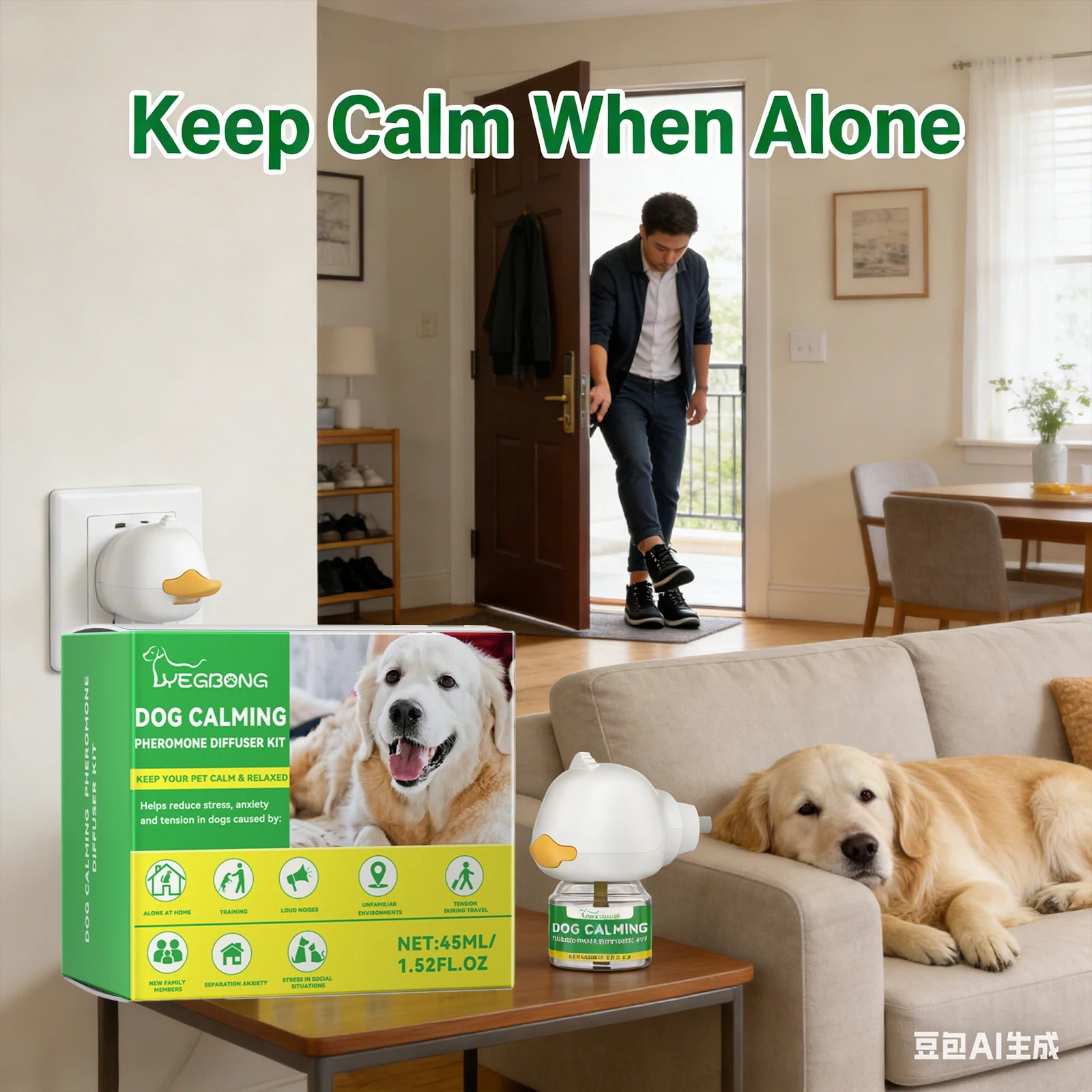 Dog Calming Diffuser Kit Relaxing Anti Anxiety Relief New Environment Stress Preventing Urinary Incontinence Pet Soothing Liquid Qme
