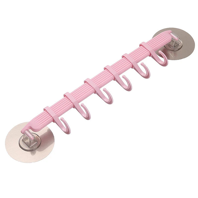 Blue White Pink Suction Cup Hook 6 Rows Kitchen Bathroom Corner Qme Pink