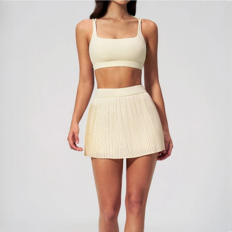 A Organ Pleated Tennis Skirt for Women Fake Two-piece Anti-exposed Sports Fitness Badminton Skirt Golf Skirt Summer Suit Qme