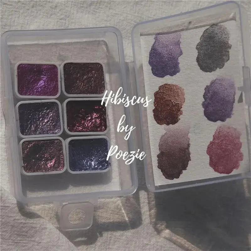 6 Colors Solid Pigment Watercolor Blue Purple Green Decor Metallic Qme PURPLE