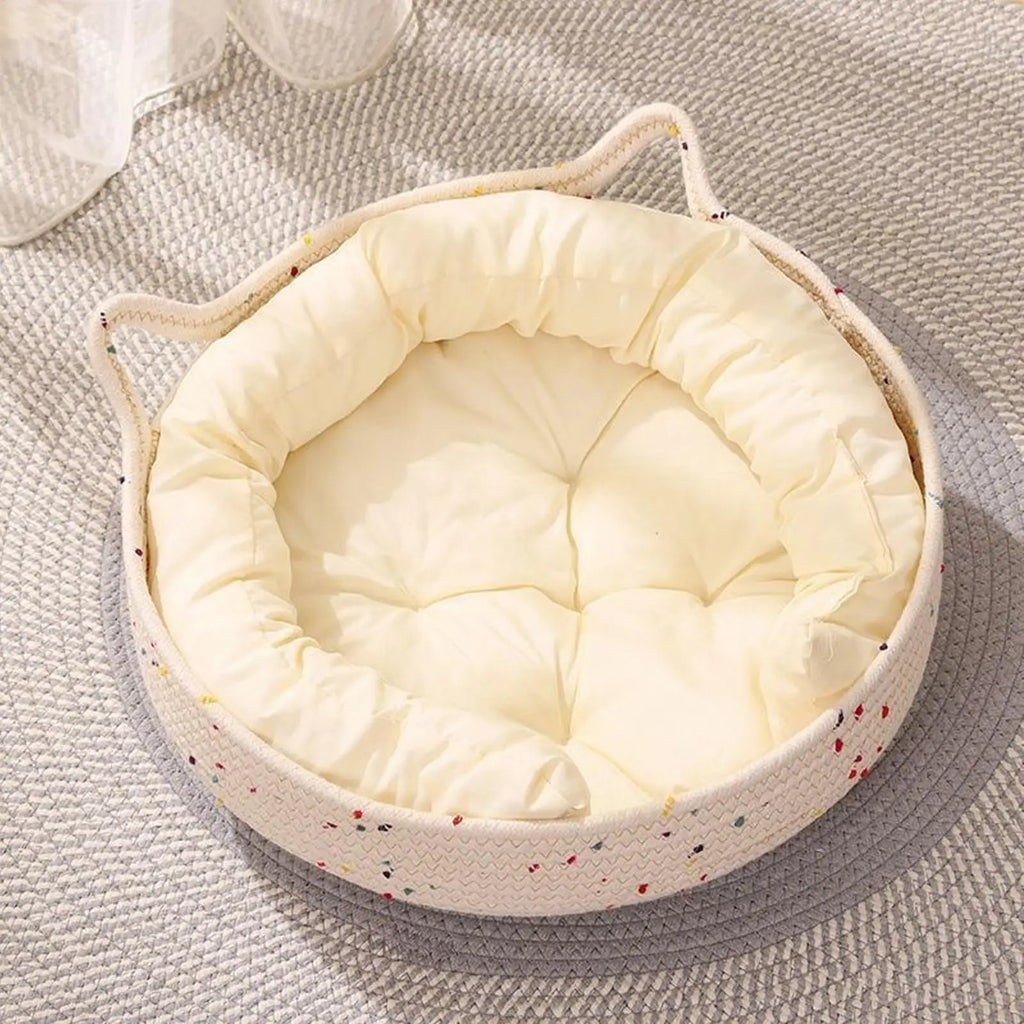 Pet Bed Sleeping Pad Round Cat Cotton Rope Nest Cushion Supplies Qme