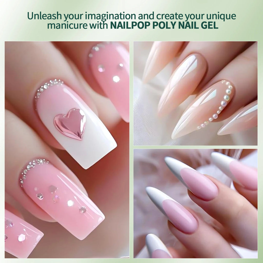 Nailpop Crystal Poly Nail Gel 6 Colors Builder Nails Extension Quick Qme
